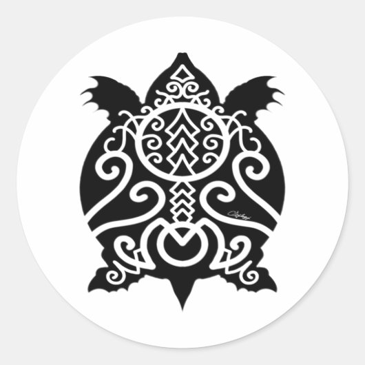 Black Silhouette Snapper Turtle Ronde Sticker (Voorkant)