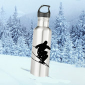 Black Silhouette Snow Skier Persoonlijk Waterfles
