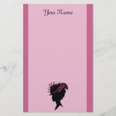 Black Silhouette Victoriaans Lady Pet met zijprofi Briefpapier (Voorkant)