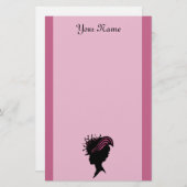 Black Silhouette Victoriaans Lady Pet met zijprofi Briefpapier (Voorkant / Achterkant)