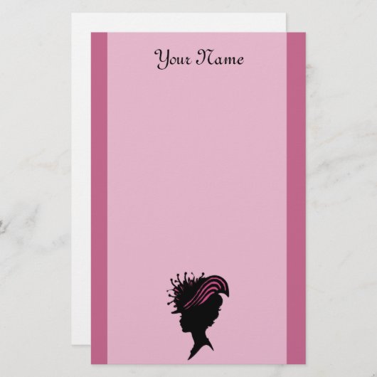 Black Silhouette Victoriaans Lady Pet met zijprofi Briefpapier (Voorkant / Achterkant)