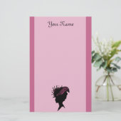 Black Silhouette Victoriaans Lady Pet met zijprofi Briefpapier (Staand voorkant)