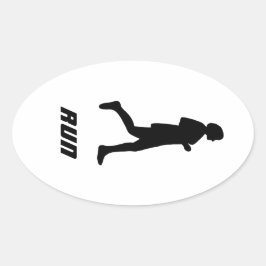 Black Silhouette Vrouw Runner Running Run Ovale Sticker