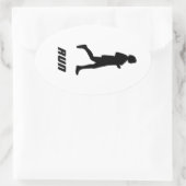 Black Silhouette Vrouw Runner Running Run Ovale Sticker (Tas)