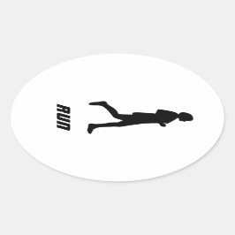 Black Silhouette Vrouw Runner Running Run Ovale Sticker