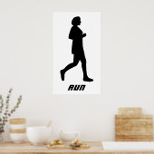 Black Silhouette Vrouw Runner Running Run Poster (Keuken)