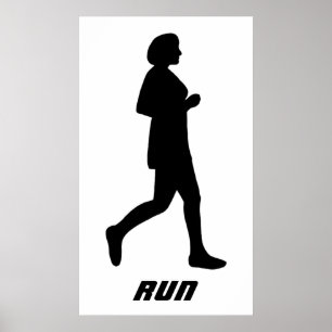 Black Silhouette Vrouw Runner Running Run Poster