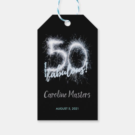 Black Silver 50 en nog steeds Fabulous 50th Birthd Cadeaulabel (Voorkant)