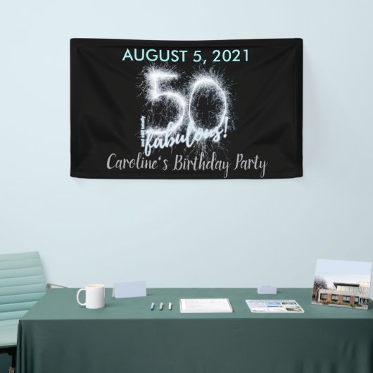 Black Silver 50 en nog steeds Fabulous 50th Birthd Spandoek (Beurs)