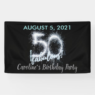 Black Silver 50 en nog steeds Fabulous 50th Birthd Spandoek
