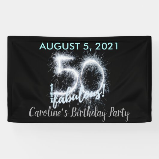 Black Silver 50 en nog steeds Fabulous 50th Birthd Spandoek (Horizontaal)