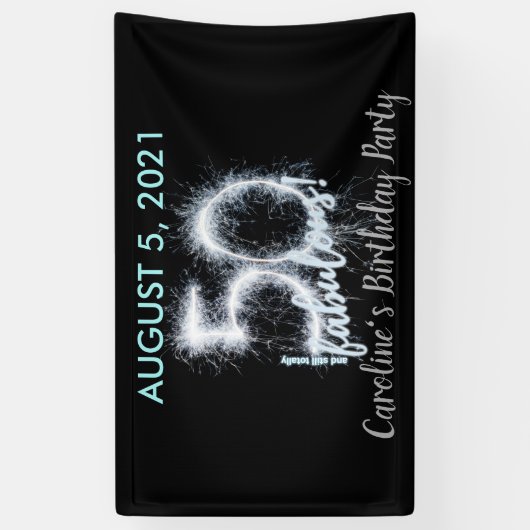 Black Silver 50 en nog steeds Fabulous 50th Birthd Spandoek (Verticaal)