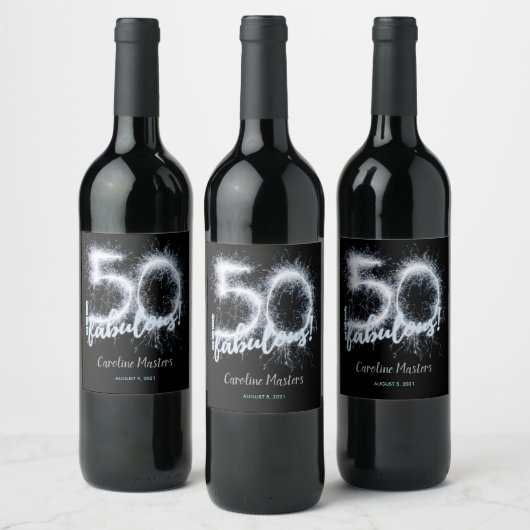 Black Silver 50 en nog steeds Fabulous 50th Birthd Wijn Etiket (Flessen)