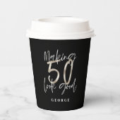 Black Silver 50e verjaardag moderne elegant Papieren Bekers (Achterkant)