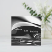 Black Silver Abstract 2 40th Birthday Party Mannen Kaart (Staand voorkant)