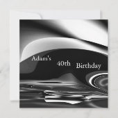 Black Silver Abstract 2 40th Birthday Party Mannen Kaart (Voorkant)