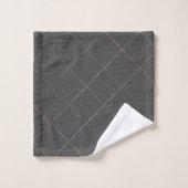 BLACK SILVER ABSTRACT CIRCLES GRID BATH TOWEL SET BAD HANDDOEK (Wasdoekje)