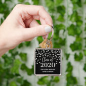 Black Silver Afstuderen Class of 2020 Confetti Sleutelhanger (Hand)