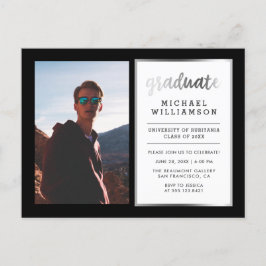 Black & Silver Afstuderen fotograaf Uitnodiging Briefkaart