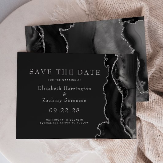 Black Silver Agate Dark Bewaar de datum Kaart