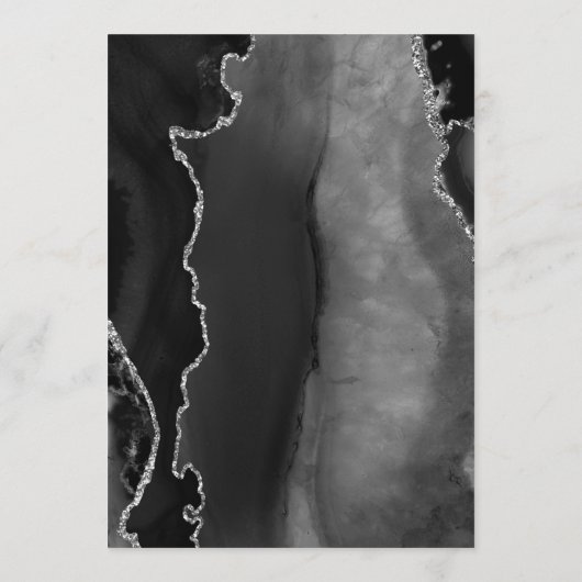 Black Silver Agate Dark Wedding Menu (Achterkant)