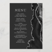 Black Silver Agate Dark Wedding Menu (Voorkant)