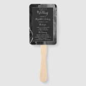 Black Silver Agate Dark Wedding Program Handwaaier (Voorkant)