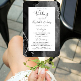 Black Silver Agate Wedding Program Handwaaier