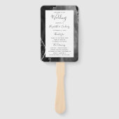 Black Silver Agate Wedding Program Handwaaier (Voorkant)