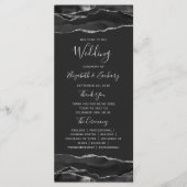 Black Silver Agate Wedding Programmakaart (Voorkant)