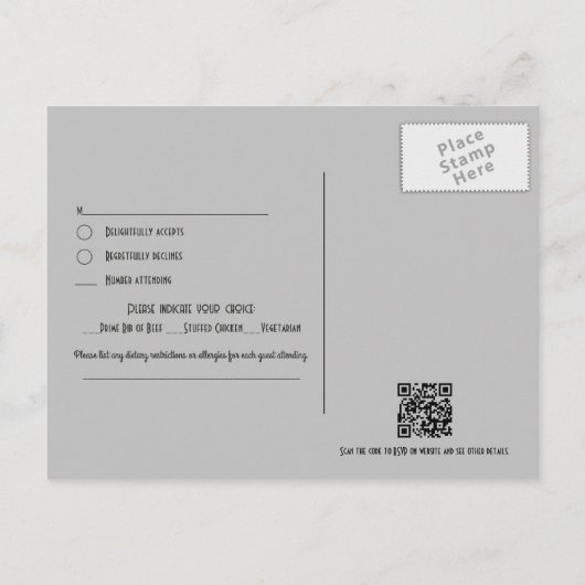 Black & Silver Art Deco Gatsby-Inspired Wedding Briefkaart (Achterkant)