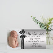 Black Silver Baby's eerste kerstfotokaart Feestdagenkaart (Staand voorkant)