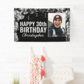 Black Silver Balloon Confetti Happy Birthday Spandoek (Insitu)