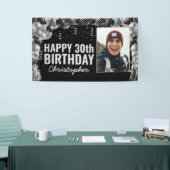 Black Silver Balloon Confetti Happy Birthday Spandoek (Beurs)