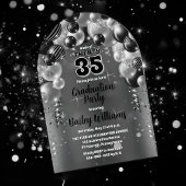 Black Silver Balloons Afstudeerfeest Acryl Uitnodigingen