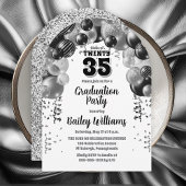 Black Silver Balloons Afstudeerfeest Kaart