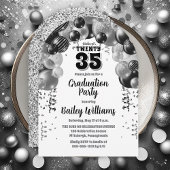 Black Silver Balloons Afstudeerfeest Kaart