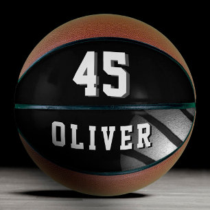 Black Silver Basket Ball Player's Name Number Basketbal