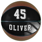 Black Silver Basket Ball Player's Name Number Basketbal (Voorkant)
