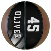 Black Silver Basket Ball Player's Name Number Basketbal (Verticaal)