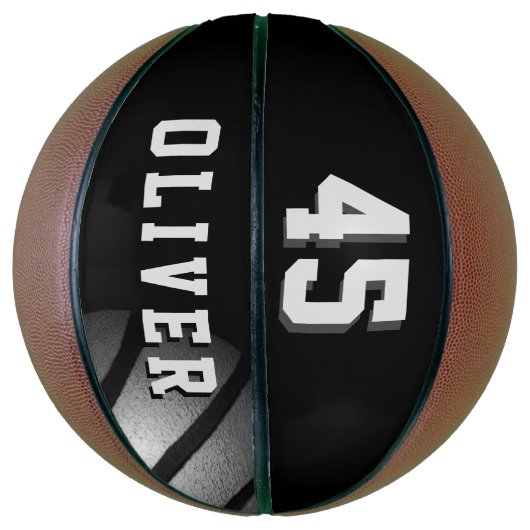 Black Silver Basket Ball Player's Name Number Basketbal (Verticaal)