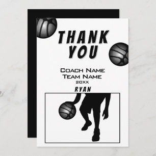 Black Silver Basketball Hartelijk dank voor de coa Bedankkaart