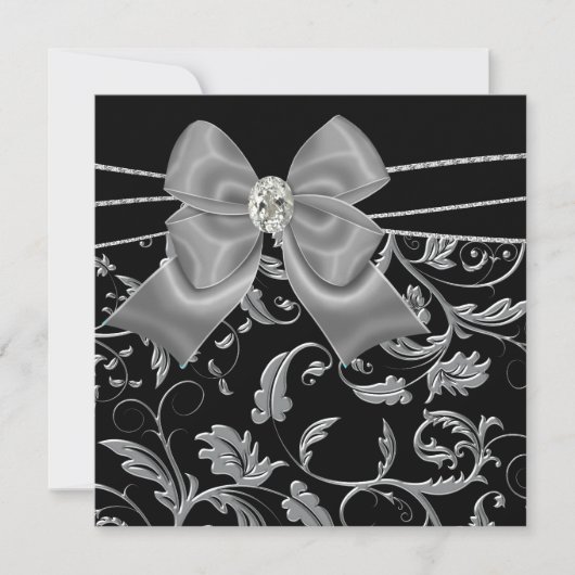 Black Silver Black All Occasion Party-uitnodiginge Kaart (Voorkant)