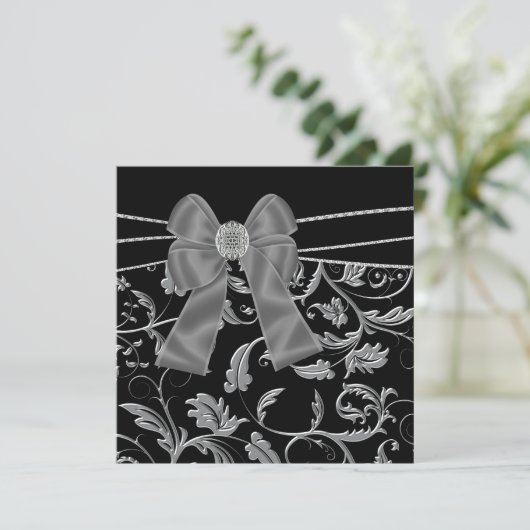 Black Silver Black All Occasion Party-uitnodiginge Kaart (Staand voorkant)