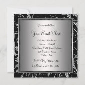Black Silver Black All Occasion Party-uitnodiginge Kaart (Achterkant)