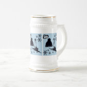 Black, silver & blue snow designs. bierpul (Voorkant rechts)