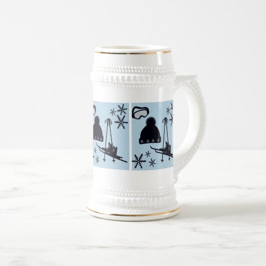 Black, silver & blue snow designs. bierpul (Voorkant rechts)