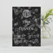 Black & Silver Bokeh Jubileum Uitnodiging (Staand voorkant)