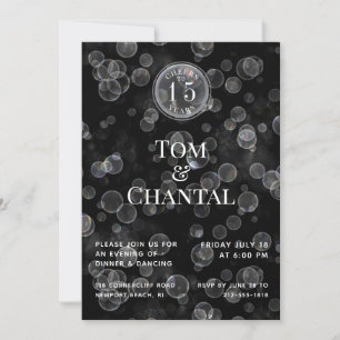 Black & Silver Bokeh Jubileum Uitnodiging