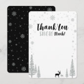 Black & Silver Boy Winter wonderland Dank u Notitiekaartje (Voorkant / Achterkant)